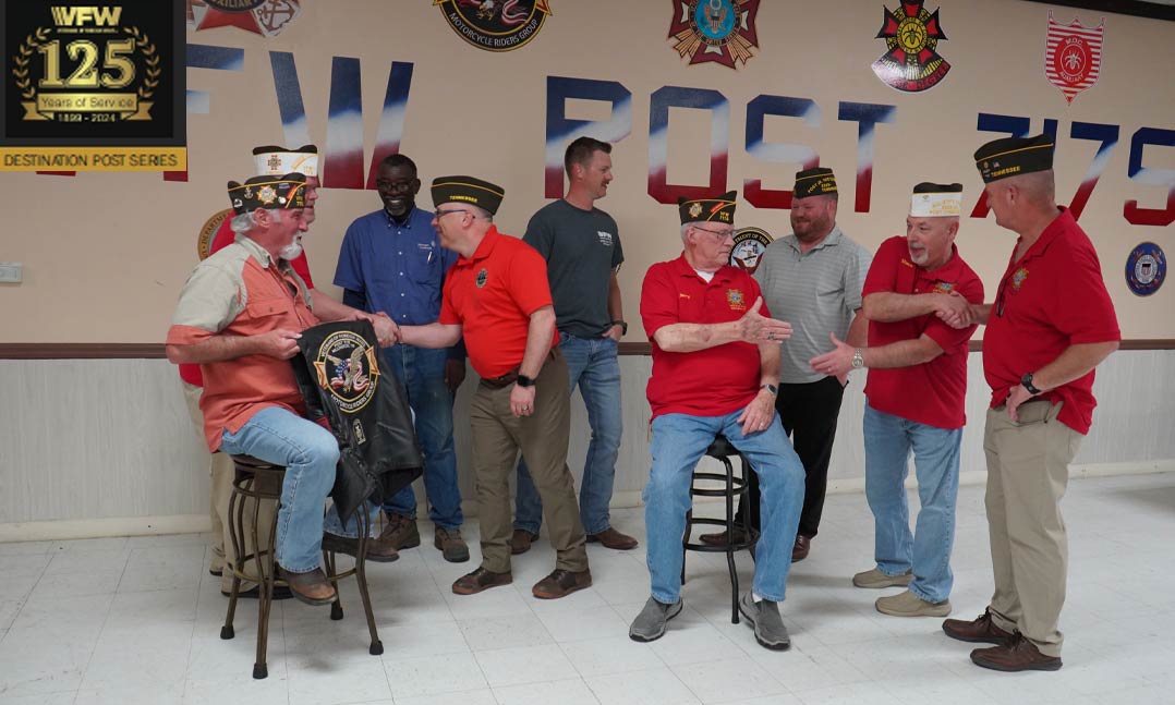 Members of VFW Post 7175 in Millington, Tenn., gather April 2 prior to their monthly meeting at their Post home