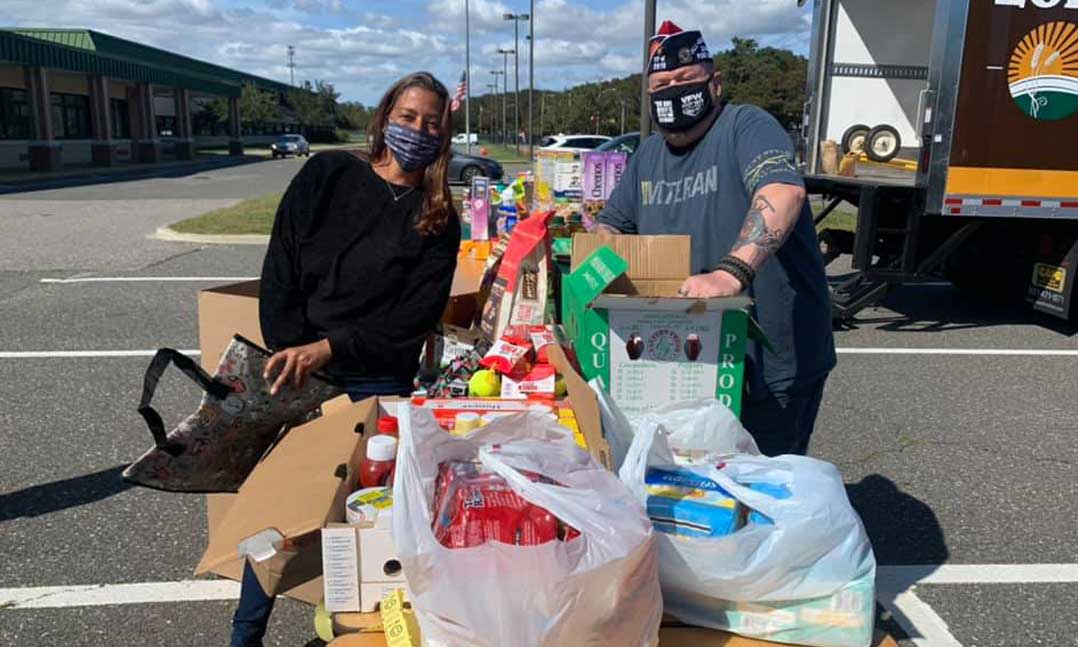 VFW members sort donated food during the pandemic