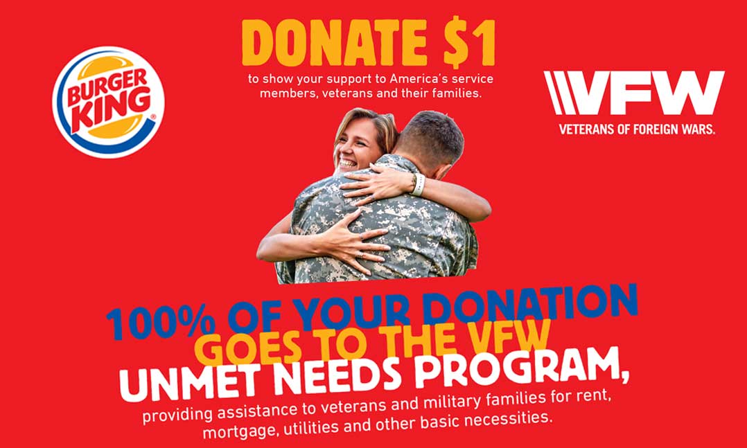 BK locations support VFW Unmet Needs with collected donations throughout the month of November