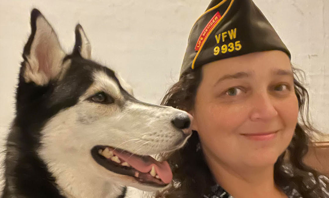 Army veteran Joy Haddad and her service dog Raine