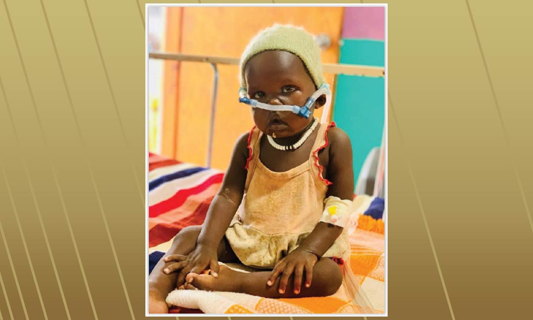 Baby Athieng in central South Sudan recuperates after receiving much-needed medical care last spring thanks to a CPAP machine donated by VFW Post 10555 in Panama City Beach, Fla.