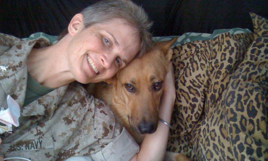 Navy nurse Julie Hendrickson and her service dog Freedom