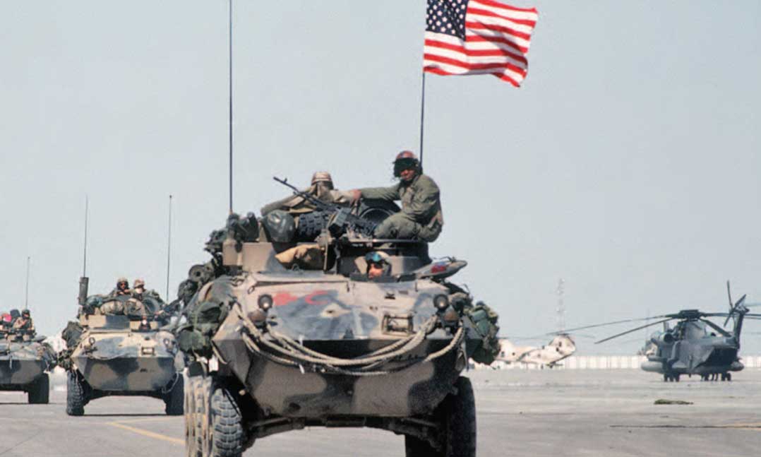Marines in tanks during the liberation of Kuwait and Operation Desert Storm