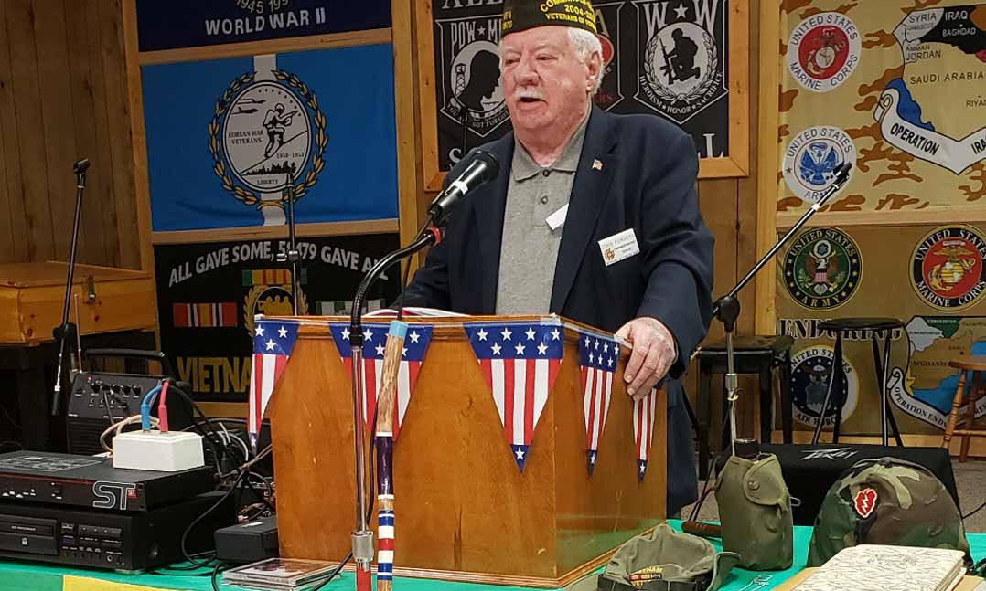Past VFW Commander-in-Chief John Furgess speaks in March at a Vietnam War Veterans Day event at VFW Post 5019 in Shelbyville, Tenn.
