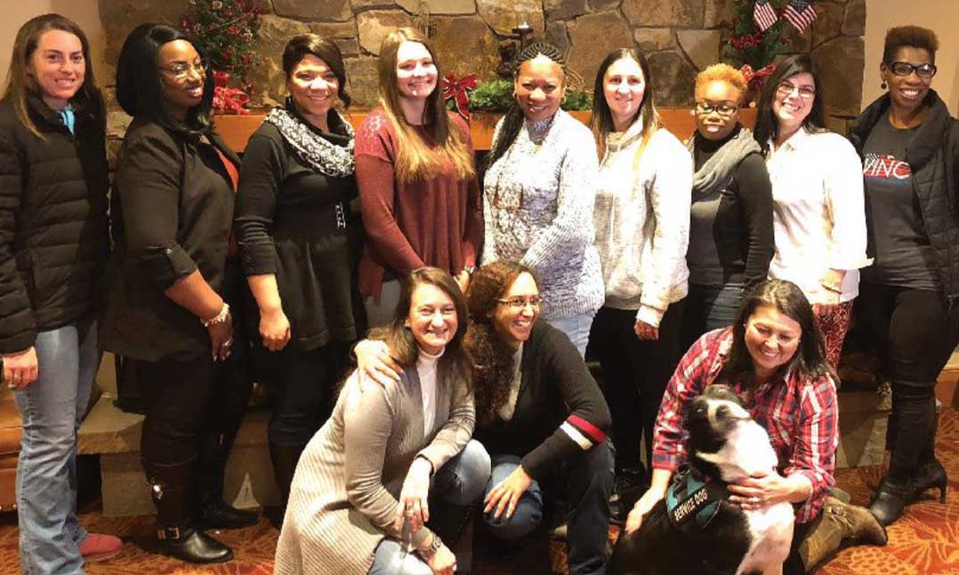 Female veterans and members of Challenge America’s Military Sisterhood Initiative (MSI) pose during the program’s first MSI Summit in December 2017 in Snowmass, Colo.