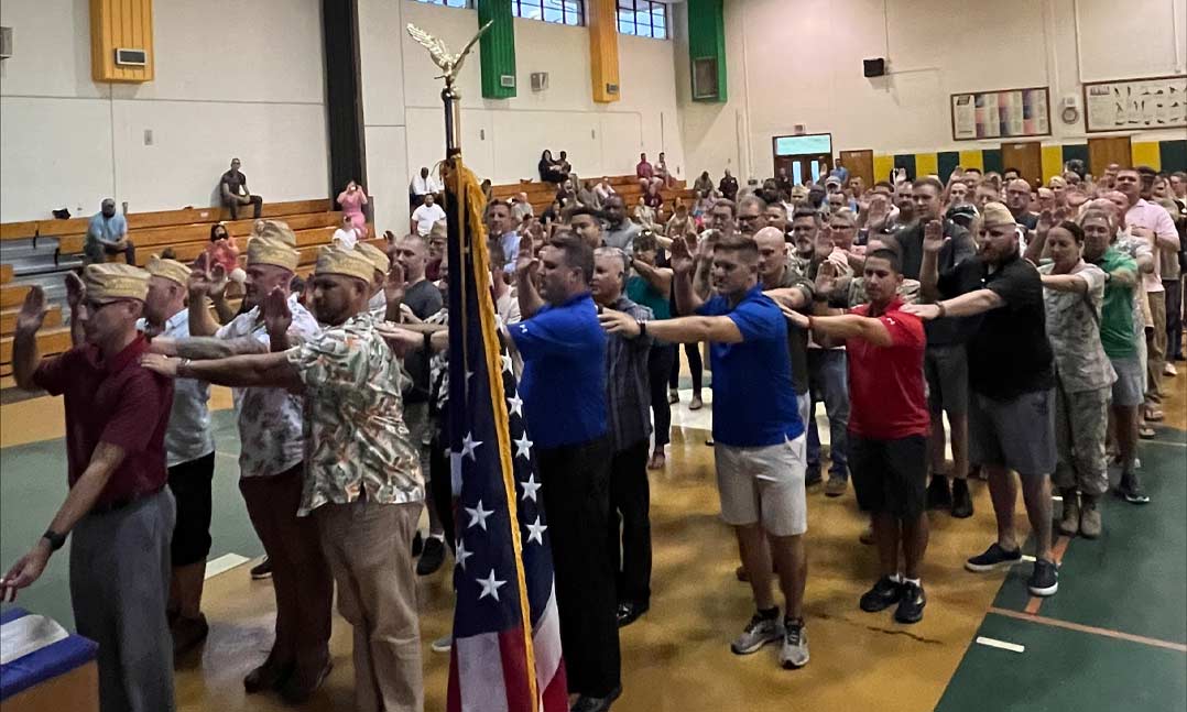 Veterans are sworn into VFW Post 12225 at GITMO