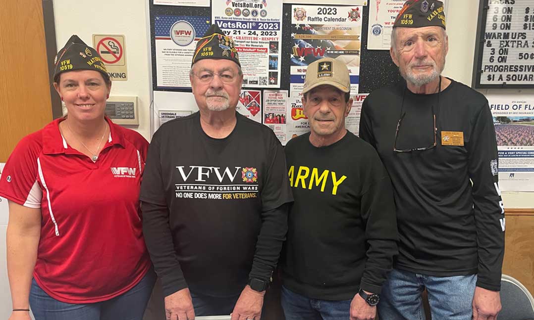 Members of VFW Post 10519 conduct blood donor check-ins during their 2023 VFW national Day of Service