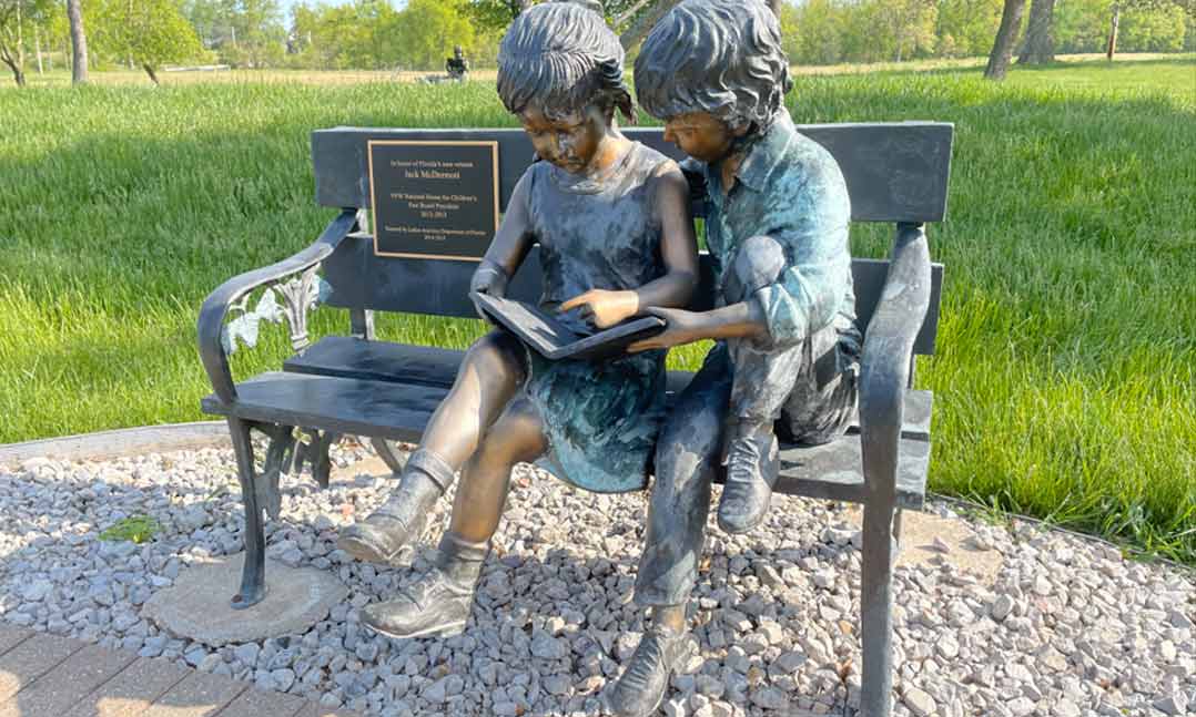 VFW National Home statue of two military children