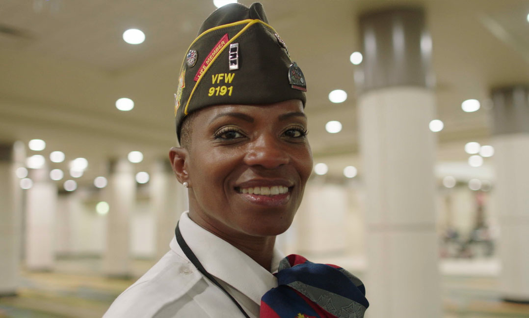 Black female veterans smiling